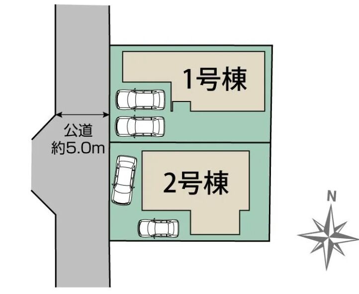 ブルーミングガーデン　南区出仲間３丁目　２号棟の区画図|車2台駐車できます！