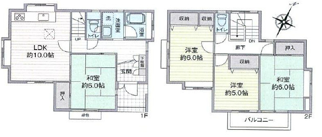 《仲介手数料半額》川越市中台元町　中古戸建の間取り
