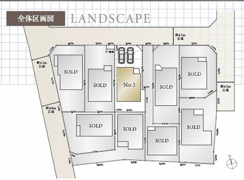 【仲介手数料０円】相模原市緑区東橋本4丁目　新築一戸建て　3号棟　全9棟の区画図|相模原市緑区東橋本4丁目　新築一戸建て　3号棟　全9棟