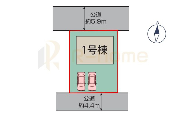 牛久市刈谷町5丁目3期　新築戸建て　1号棟の区画図|大きなお買い物だからこそ、メリット・デメリットを伝えさせて頂きます。
R-homeにお任せください♪