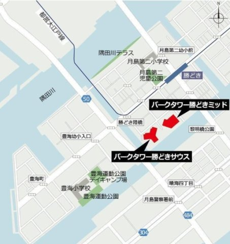 パークタワー勝どき　サウス棟の地図