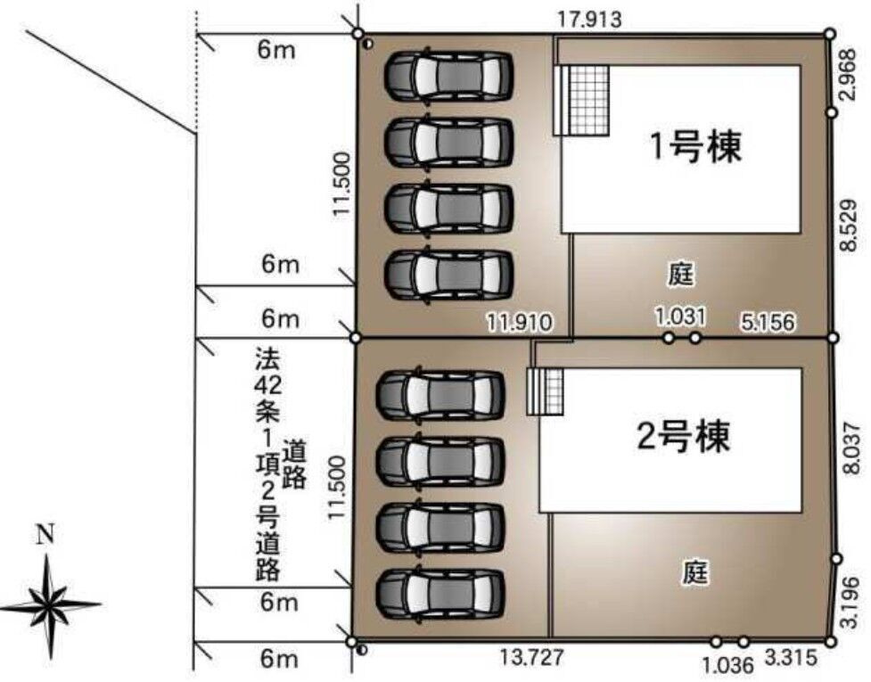 クレイドルガーデン　南区富合町大町第5　2号棟の区画図