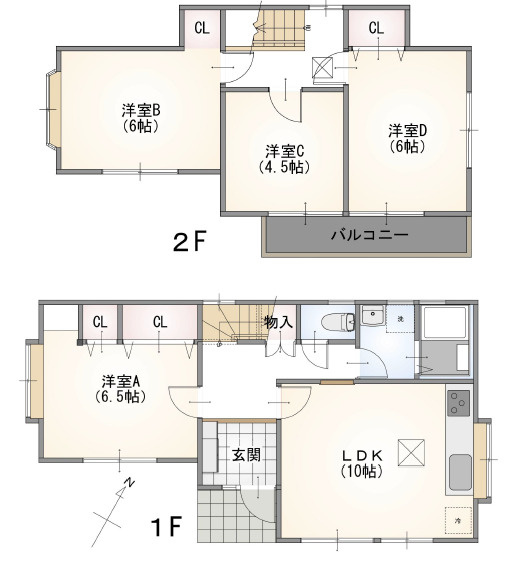 《仲介手数料半額》川越市野田町２丁目　中古戸建の間取り