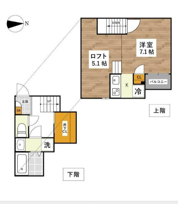 熊本市北区室園町のアパートの間取り