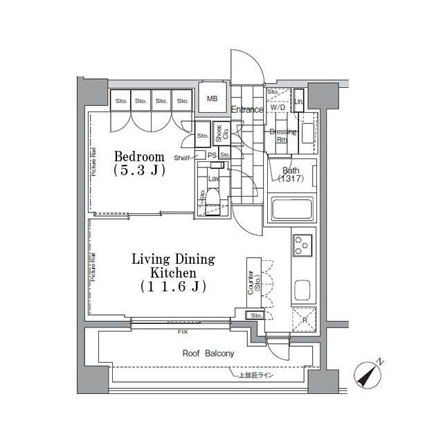 ＯＮＥ　ＲＯＯＦ　ＦＬＡＴ　ＴＳＵＫＩＳＨＩＭＡの間取り