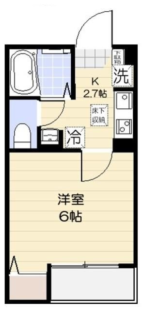 エクセラン下丸子の間取り|洋室6帖の1Kバストイレ別独立洗面台！