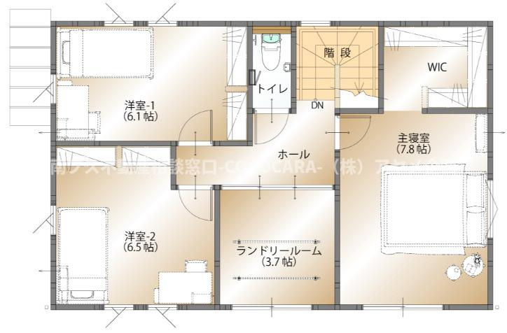 甲府市小瀬町の新築一戸建の間取り|2F平面図
