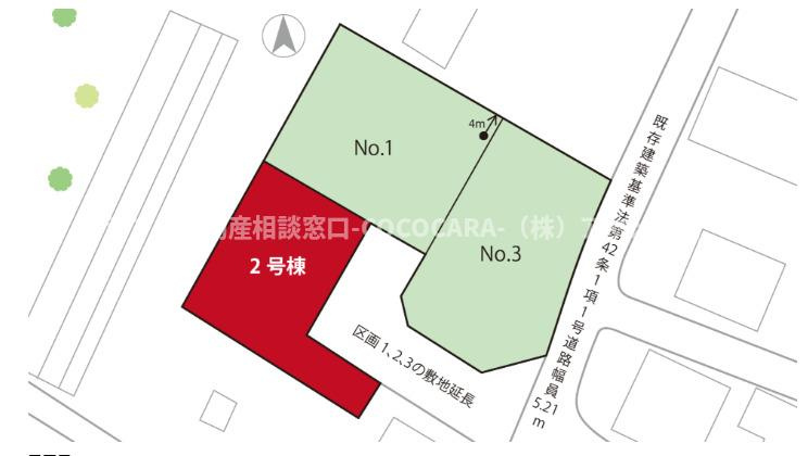 甲府市小瀬町の新築一戸建の区画図