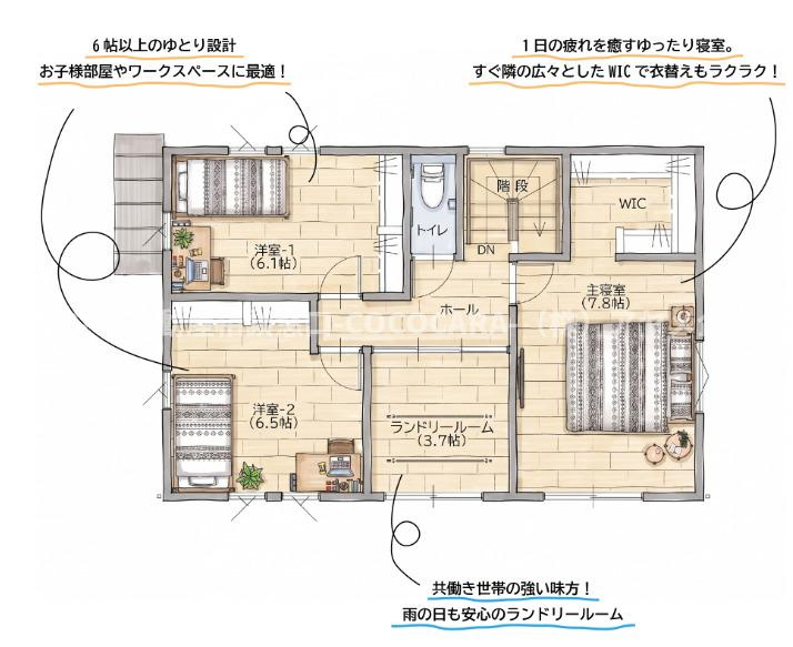 甲府市小瀬町の新築一戸建の間取り|2F平面図