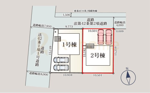古河市宮前町第10　新築戸建て　2号棟の区画図|大きなお買い物だからこそ、メリット・デメリットを伝えさせて頂きます。
R-homeにお任せください♪