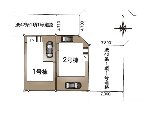取手市新町第14　新築戸建　1号棟の区画図