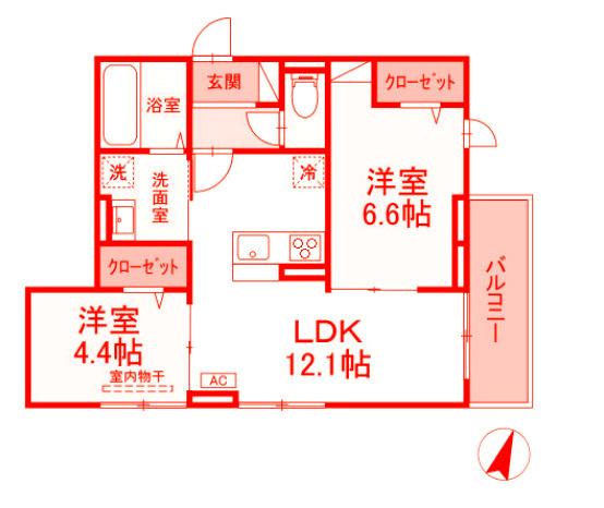 大和市中央２丁目のアパートの間取り
