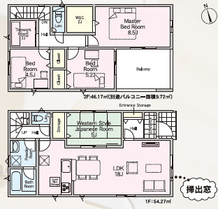 福津市若木台１丁目の新築一戸建の間取り