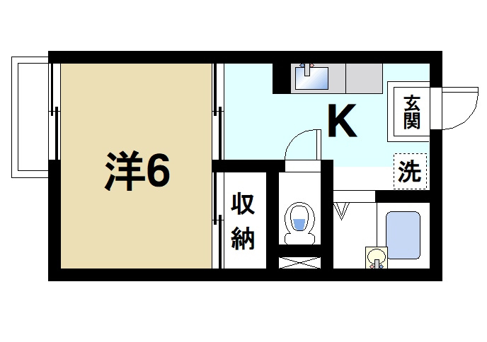ソレイユ（田部町）の間取り|セパレートタイプの1Kです