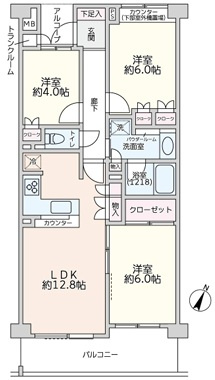 小学校や保育園が近く、住環境重視の方におすすめ☆ペットと暮らす新生活をここ永田台で！！な『リフォーム／横浜永田台パークホームズ』の間取り