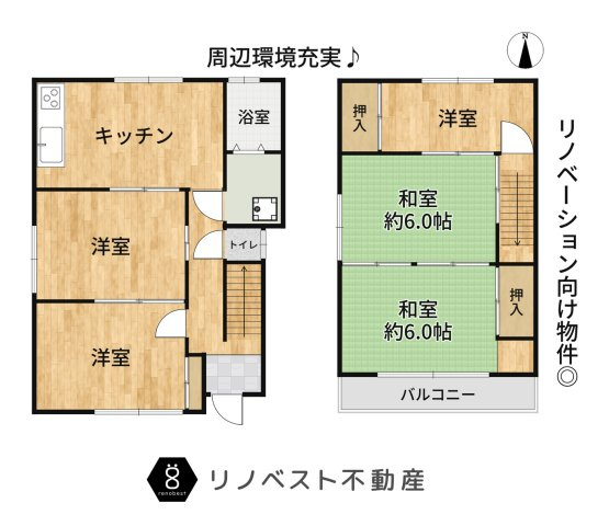 東大阪市宝町の間取り|南向き採光で明るい室内◎
週兼環境も充実しており快適な新生活が待っています♪