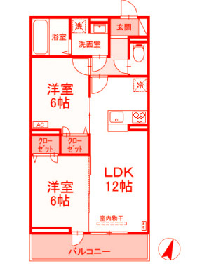 大和市中央２丁目のアパートの間取り