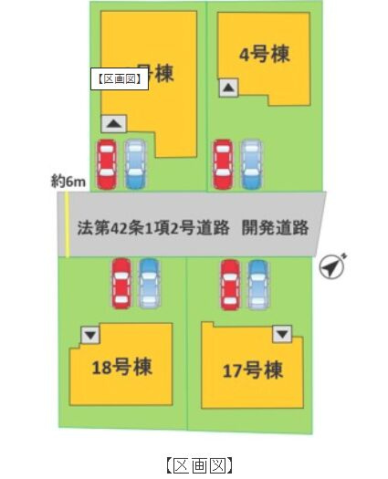 宇土市高柳町２期18号棟の区画図|普通車が2台駐車できます。