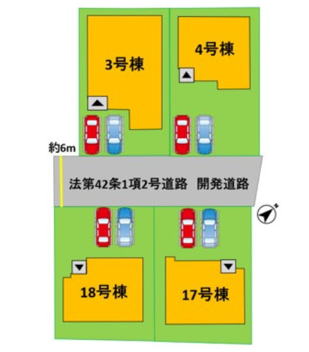 宇土市高柳町２期3号棟の区画図|普通車が2台駐車できます。