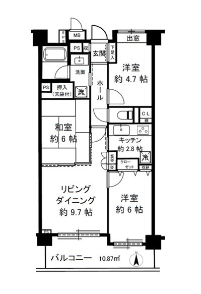 ルピナス八王子の間取り|～南向き3LDK　6階南向き住戸につき陽当たり・眺望良好です～