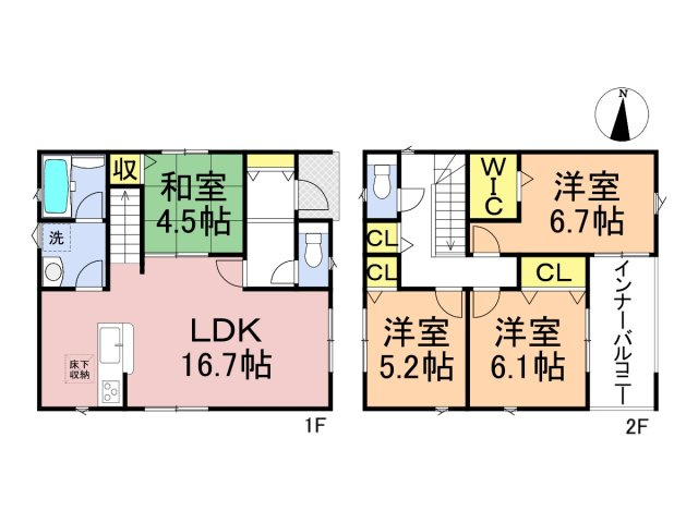 クワイエ　大垣市荒尾町第５　全１区画分譲の間取り|■１号棟　■ヤマダ不動産　株式会社リライフ　
■夢のマイホーム購入をフルサポートします！