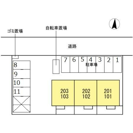 熊本市東区下江津４丁目のアパートの区画図