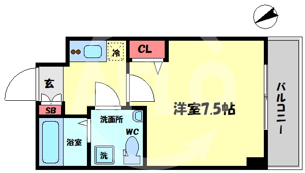 メインステージ西天満T's SQUAREの間取り|メインステージ西天満T's SQUARE　開放感ある間取り