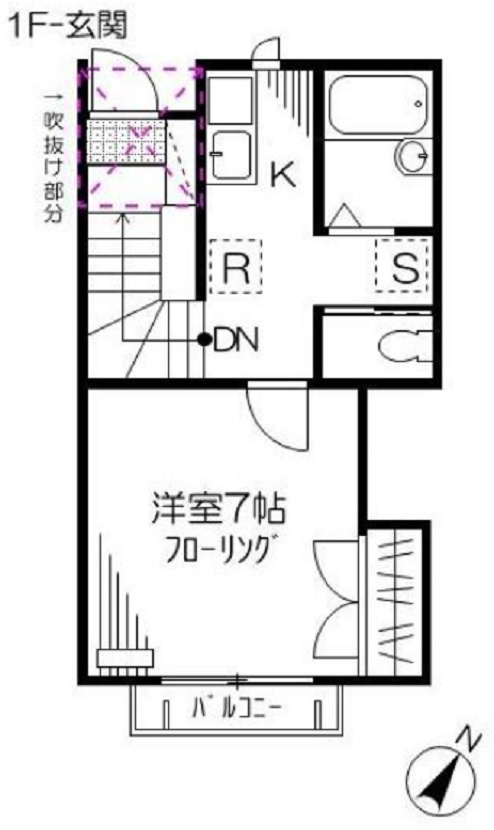 Casa　Celesteカーサセレステの間取り|南東向き洋室7帖の1Kバストイレ別