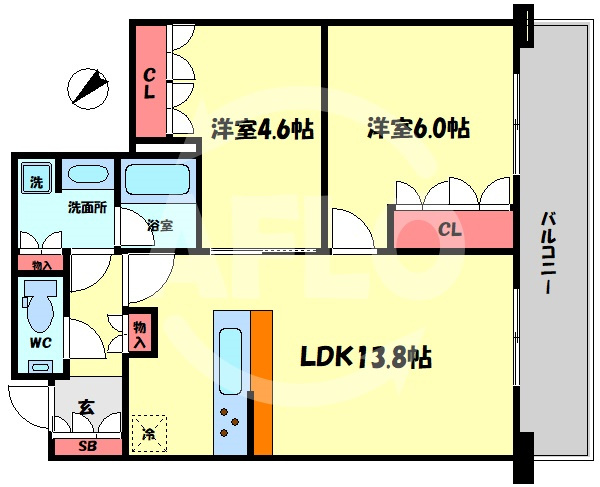 ザ・パークハウス中之島タワー　扇町小学校区　の間取り|ザ・パークハウス中之島タワー　開放感ある間取り