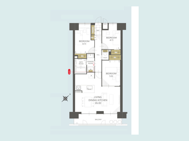 【間取り】 | モラーダ相模が丘 | 3つの居室とゆとりあるLDKを備えた3LDKの中古マンション。家族が集まるリビングと個室のバランスがよい間取りです。な素材と落ち着いた色合いでまとめた内装が、家族の時間を豊かにします。