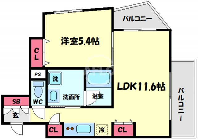 W.O.B SHINMACHI　堀江小学校区の間取り|W.O.B SHINMACHI　開放感のある間取り