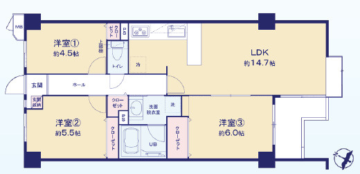 ライオンズマンション宮崎台第8の間取り