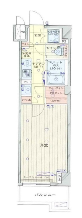 ルーブル大鳥居伍番館の間取り|1K広めウォークインクローゼット付