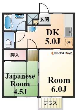 芦屋市西蔵町のアパートの間取り
