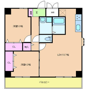 神戸市東灘区御影本町４丁目の賃貸マンションの間取り