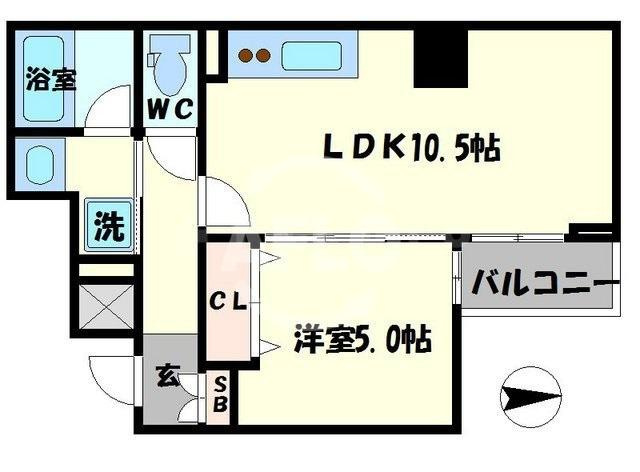 アルデールトモ北堀江の間取り|アルデールトモ北堀江　1ＬＤＫの間取り