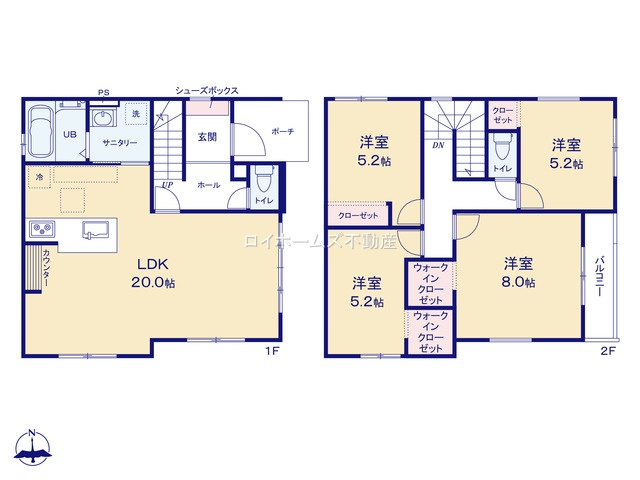 【間取り】 | 名古屋市港区多加良浦町３丁目34-1『仲介料無料』新築戸建て | 2号棟