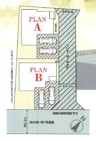 つくば市花畑3丁目25番　新築戸建て　B号棟の区画図|区画図です♪