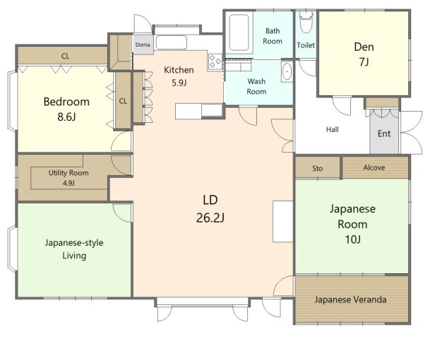 横浜市戸塚区舞岡町平屋の間取り