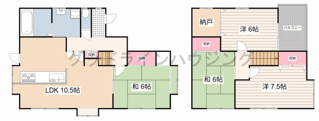 西脇市野村町貸家の間取り