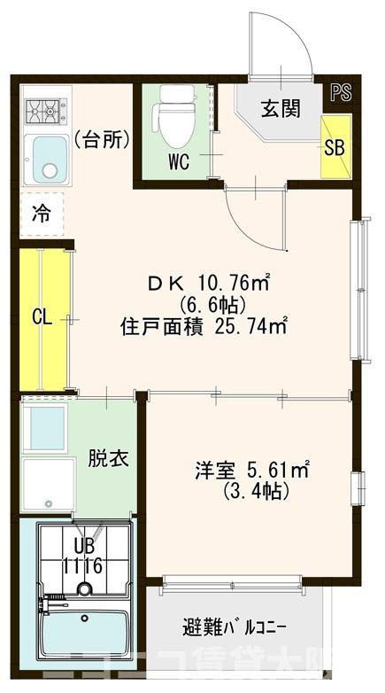 大阪市東成区大今里１丁目のアパートの間取り