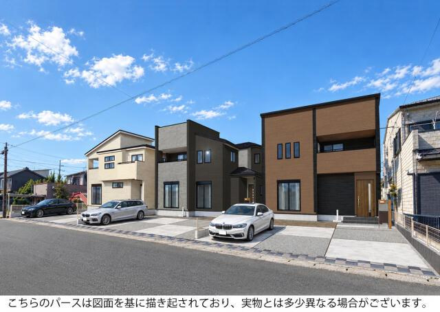 新築戸建て・仲介手数料無料）津島市永楽町１丁目３棟／１期２号棟の外観|【外観パース】