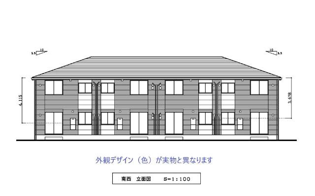 柏市逆井３丁目新築アパート（仮称）の外観|完成予想図