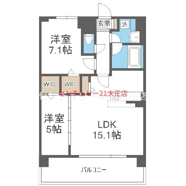 メゾンドボヌール弁天町の間取り