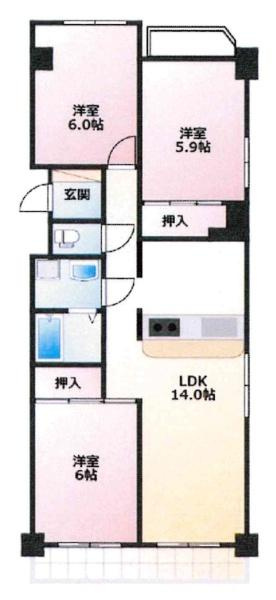 サンシティ羽根の間取り|間取り図です