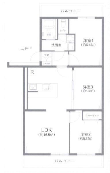 サンポール明大寺の間取り|間取り図です