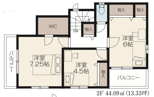 【仲介手数料無料】所沢市狭山ケ丘１１期Ａ号棟　所沢市の不動産なら西武ハウジングの間取り