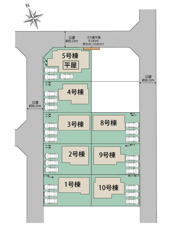 ブルーミングガーデン宇都宮市下岡本町1期4号棟の区画図|４号棟です