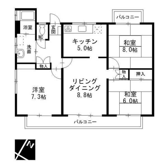 【間取り】 | 中部東山荘北棟