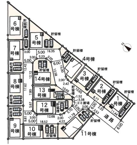 小牧市大字本庄字郷浦　新築戸建　６号棟の区画図|人感センサー付玄関灯のお陰で夜のお出掛けも安心♪